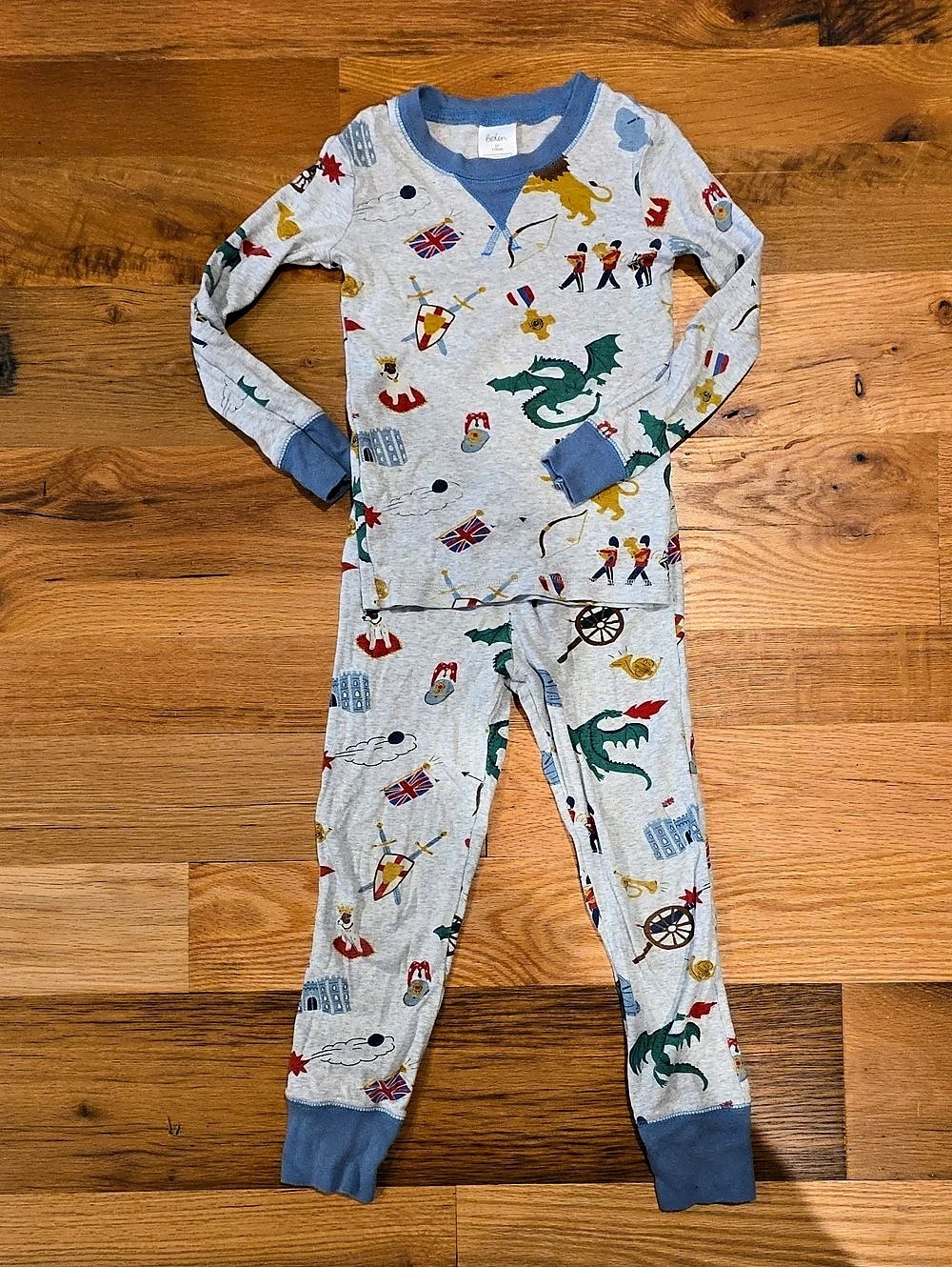 boden Mini Boden Kids Snug Pajamas Gray & Blue Kids 6Y United Kingdom Print